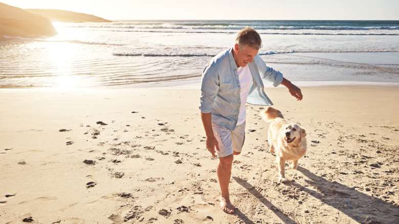 Single man on beach