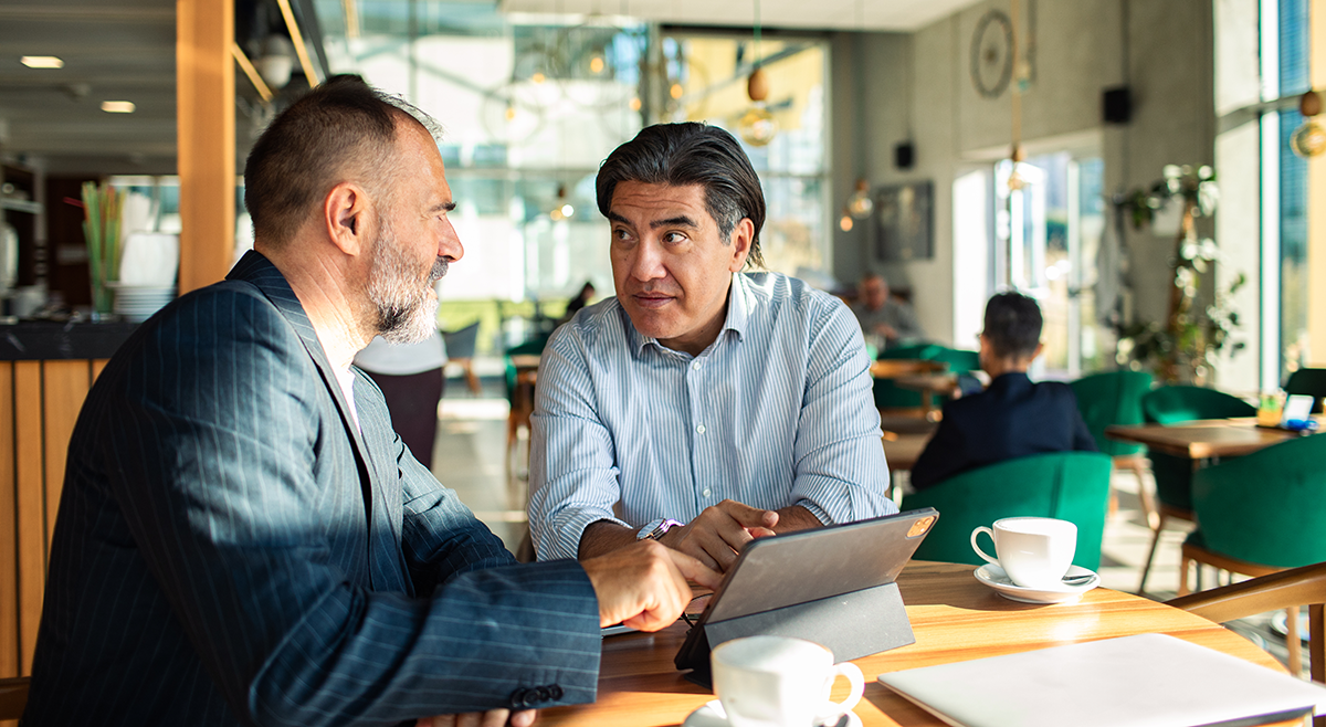 Man talking with financial advisor