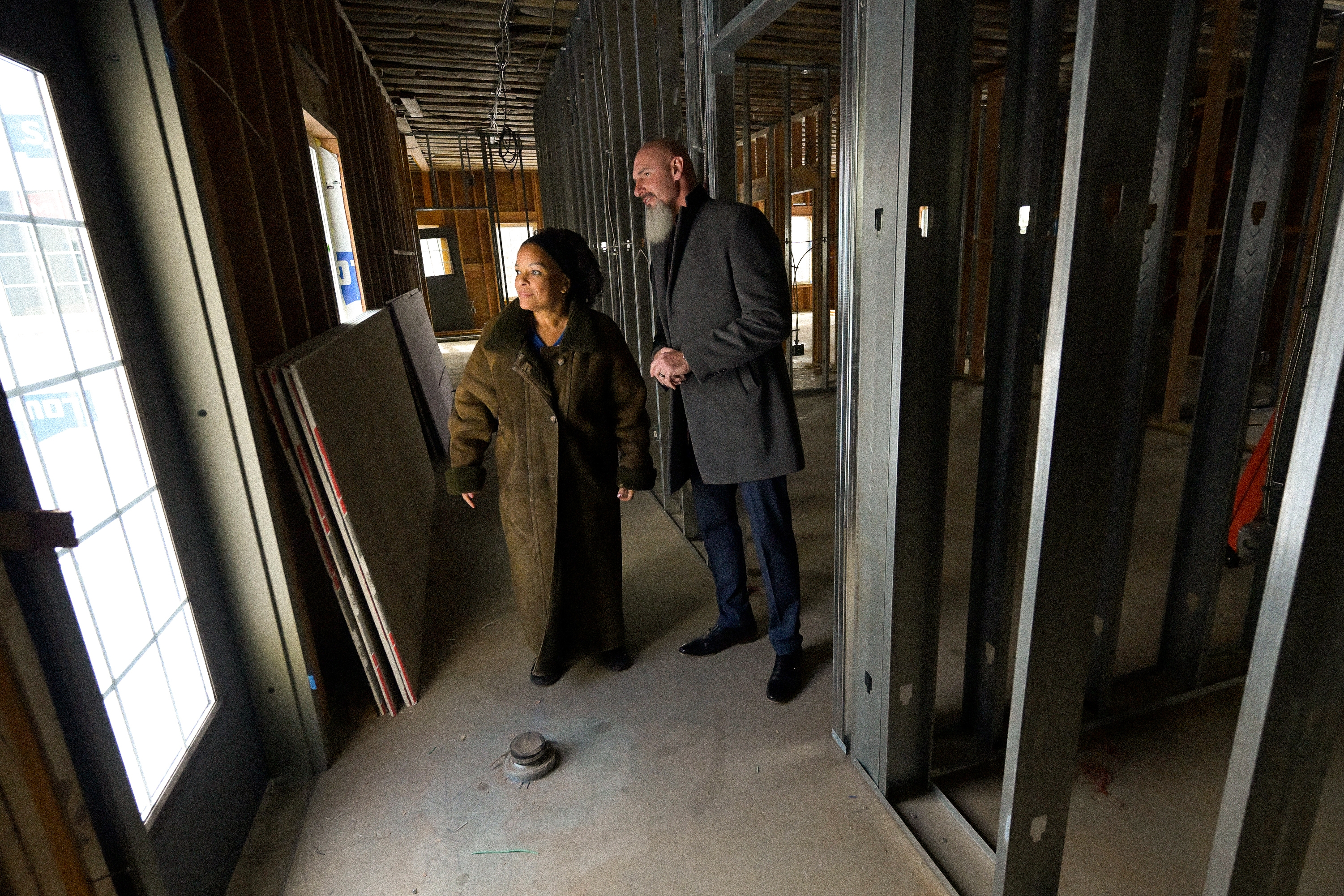 Dr Ross touring the expansion of her new vet clinic