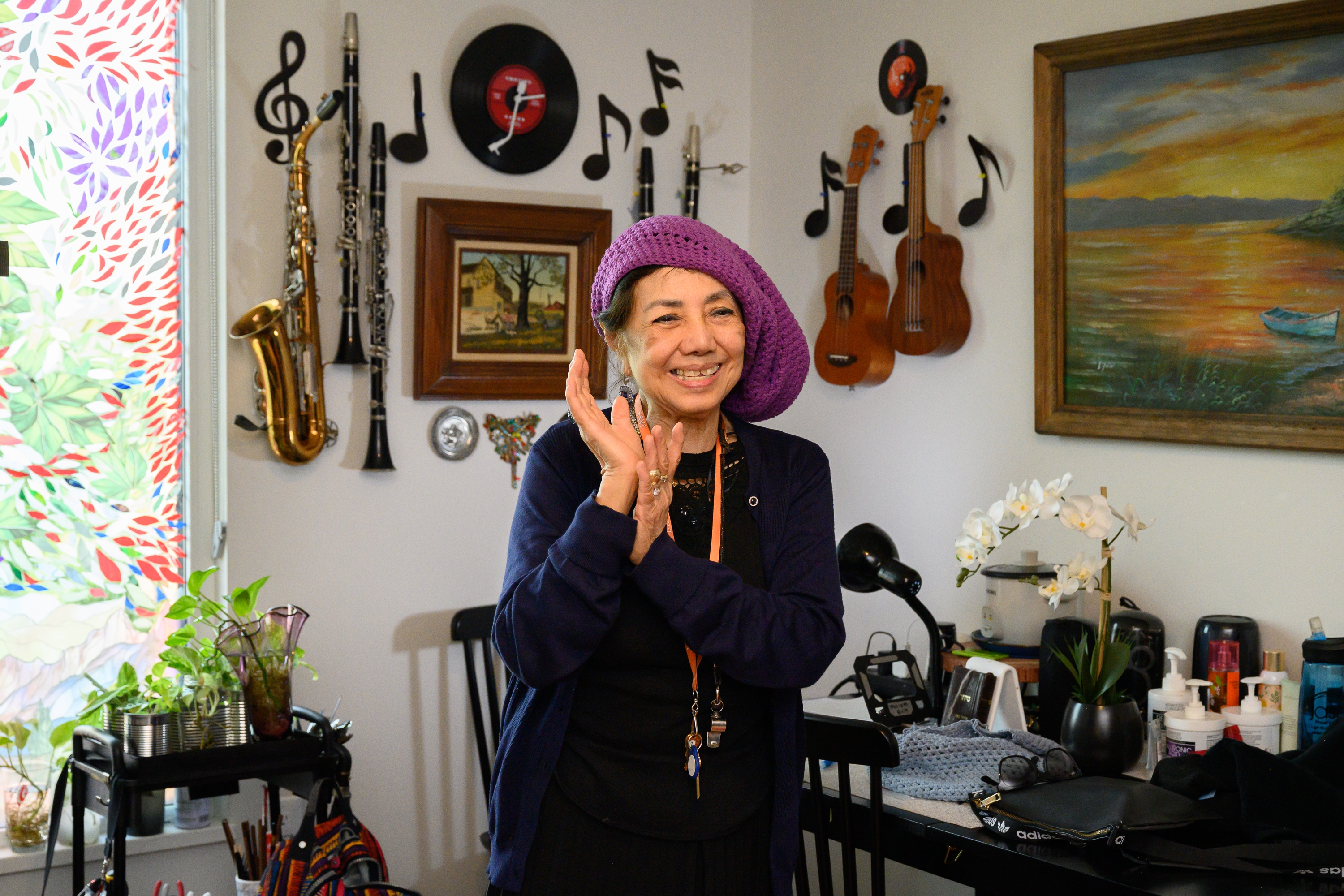 Woman smiling in an apartment