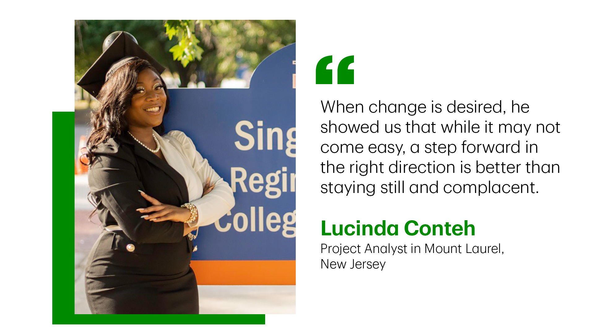 Lucinda Conteh in a graduation cap