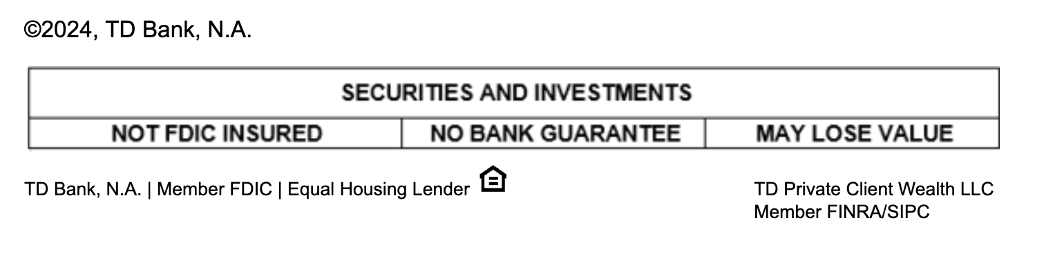 Securities and investments, not FDIC insured, no bank guarantee, may lose value
