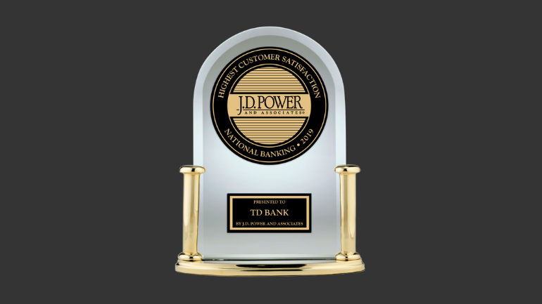JD Power trophy awarded to TD Bank
