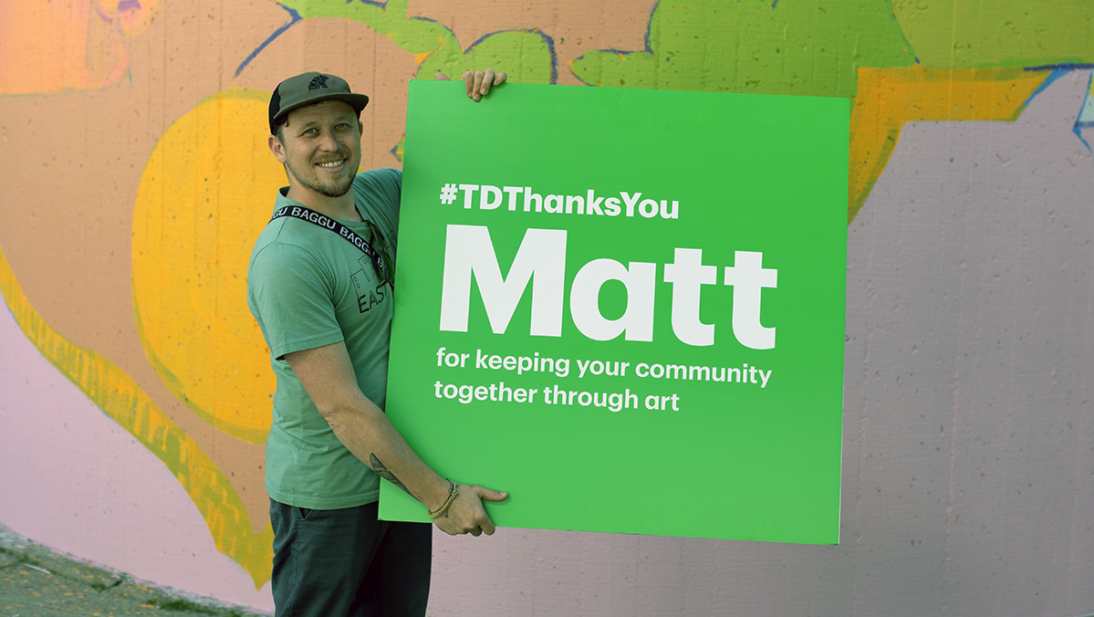 Matt Presented with his TD Thanks You award