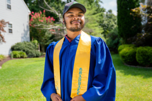 Brandon Lane in his graduation robe