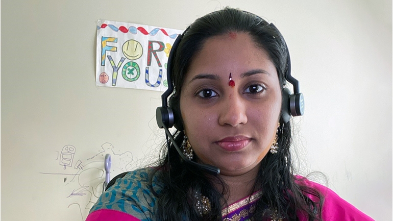 Savi Mylavarapu working from home