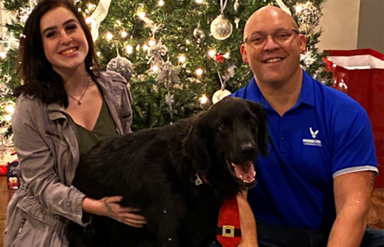 Chris with his daughter, Lilly and dog, Finn