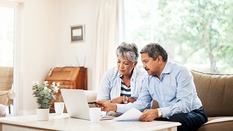 Couple going over retirement options