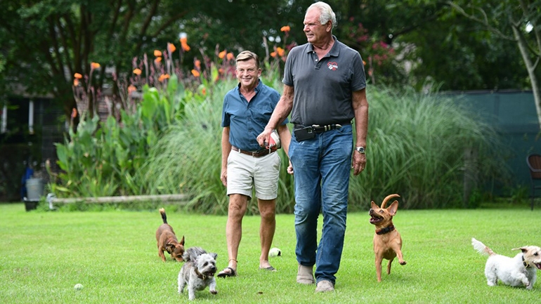 Danny Robertshaw and Ron Danta with dogs