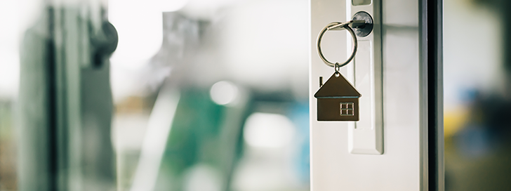 House key inside a door