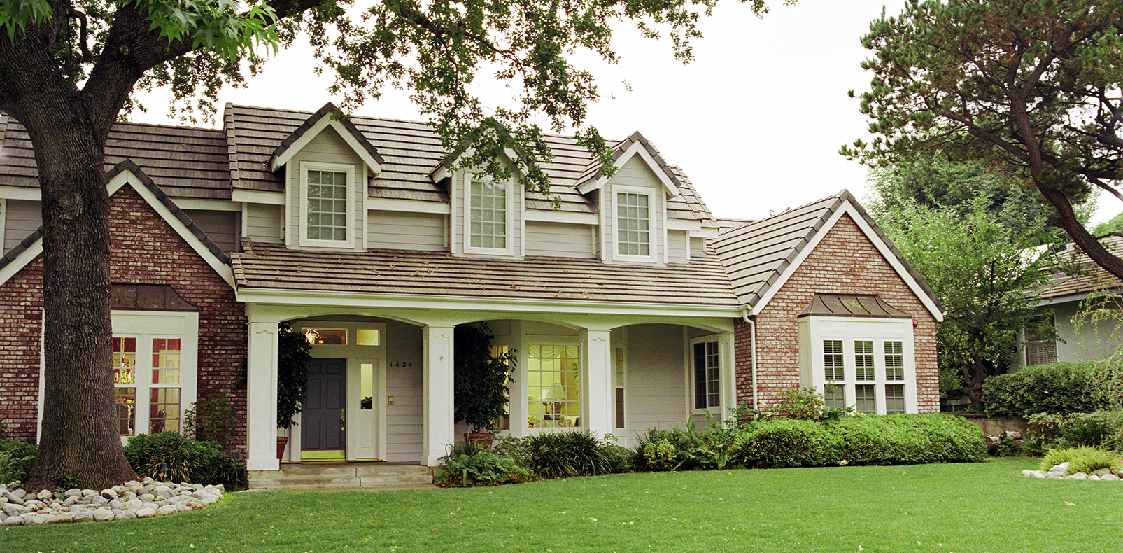 Large white and brown house