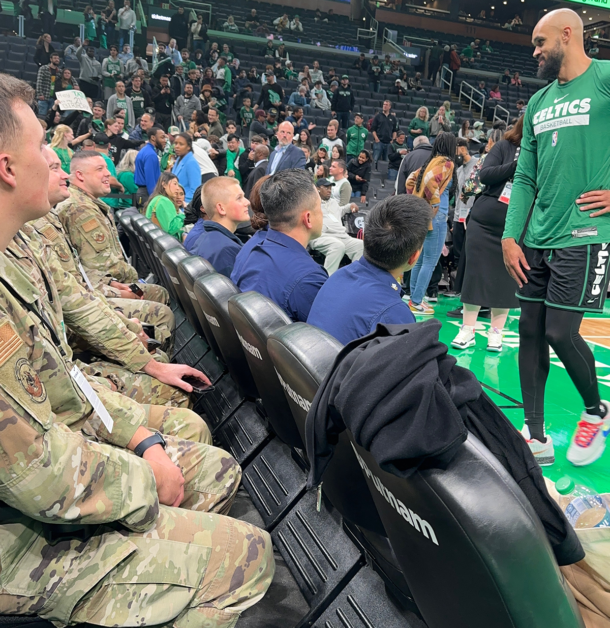 group of military members at the TD Garden