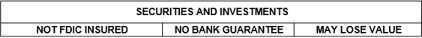 Securities and Investments, not FDIC insured, no bank guarantee, may lose value