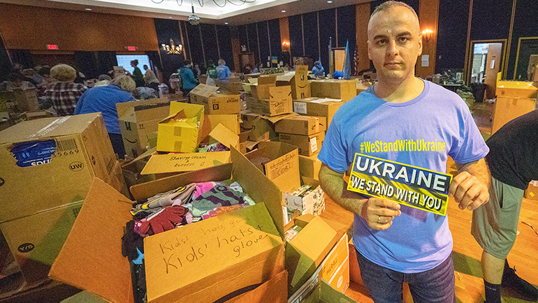 Taras volunteering at the The Ukrainian Educational and Cultural Center in Jenkintown, PA