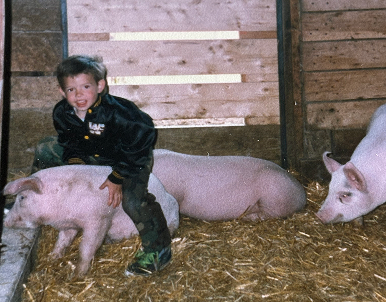 Nicholas Outterson as a child on the family farm.