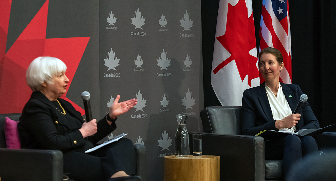 Janet Yellen (L) and Beata Caranci (R)